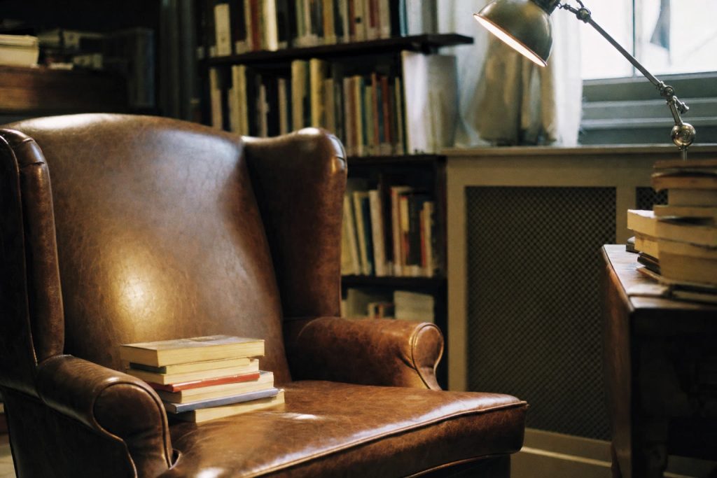 A cosy reading corner with classic novels