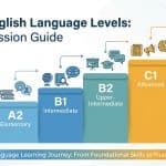 CEFR English language levels from A1 beginner to C2 proficiency - progression chart