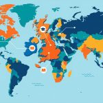 World map highlighting UK, Malta, Ireland, Australia, and Canada as English study destinations