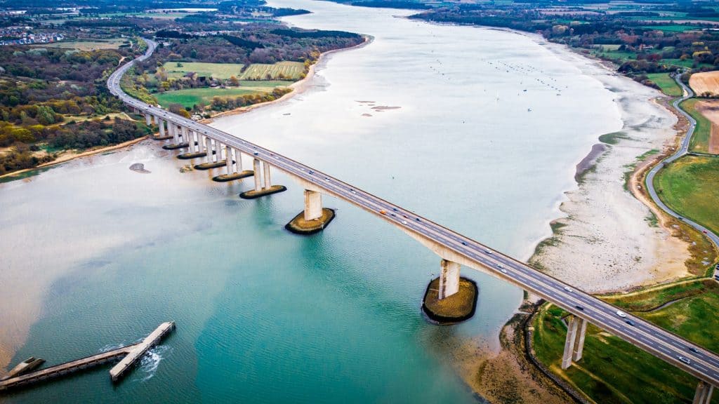 Aerial view of Orwell Bridge, Ipswich
