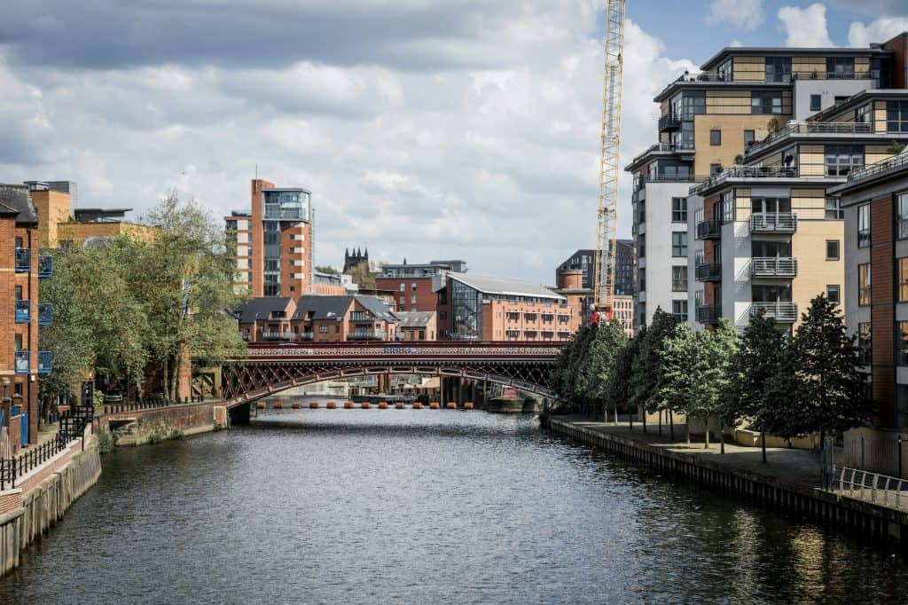 A view from the waterways in Leeds.