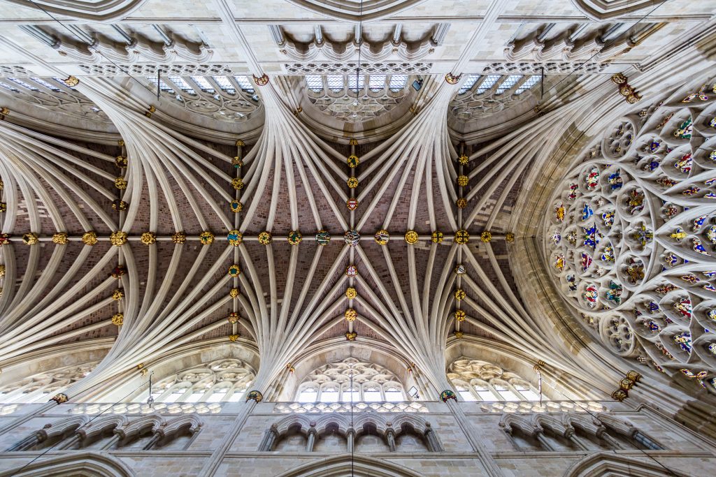 Exeter Cathedral in the city centre on a clear day