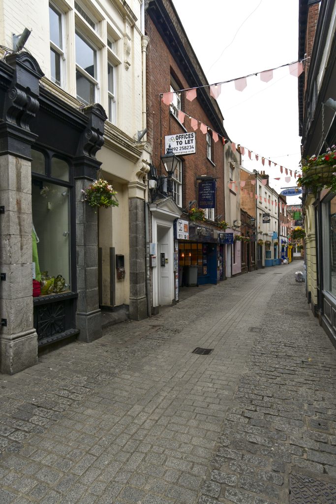 Gandy Street in Exeter with independent shops and cafés
