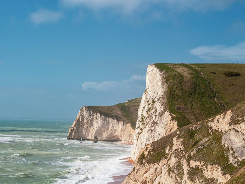 Coastal path leading to the sea on the Dorset coast near Weymouth