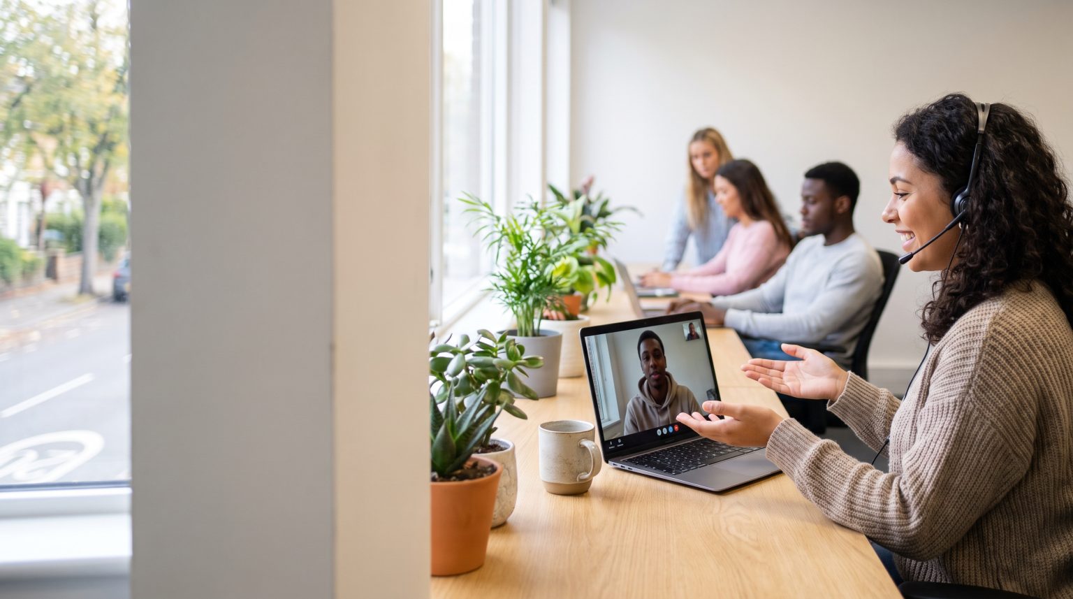 Advisor helping a student on a video call