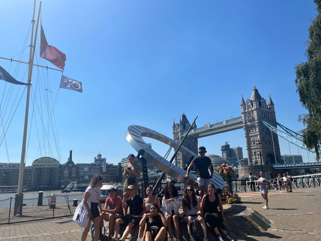 Time4London students by the Thames with Tower Bridge behind