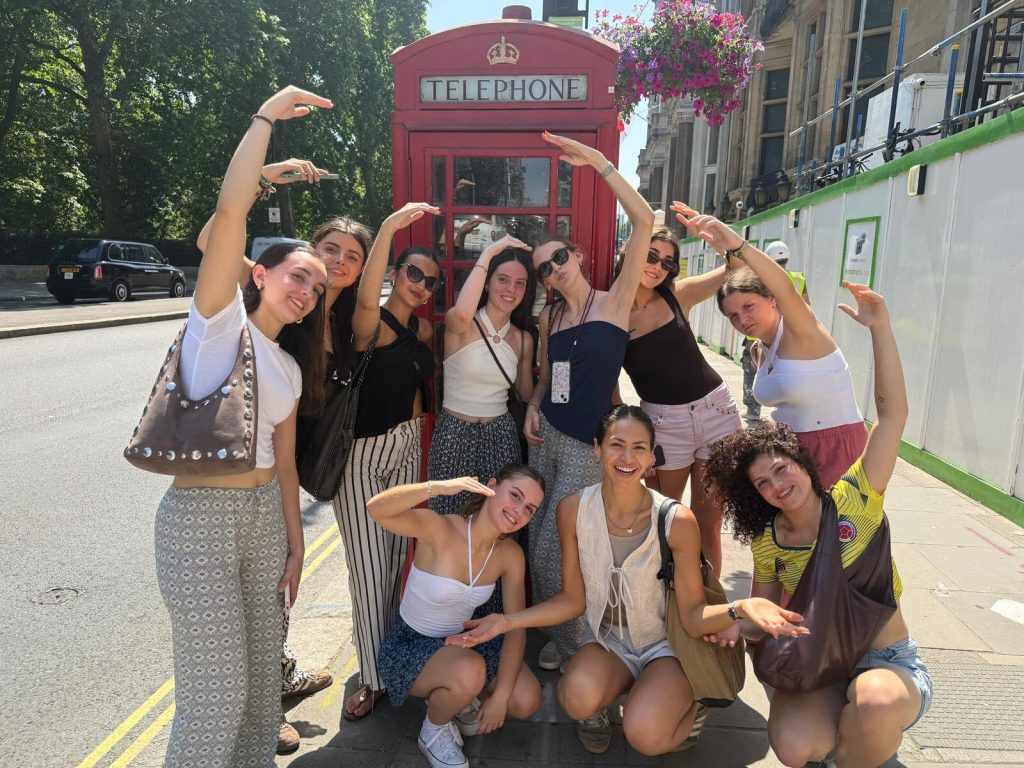 Time4London students by a red London phone box