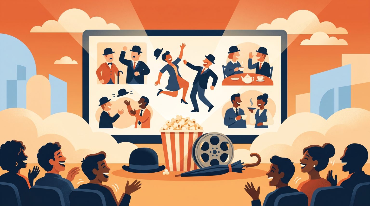 Illustration for "World-Famous British Comedy: Learning English Through Beloved Films"
